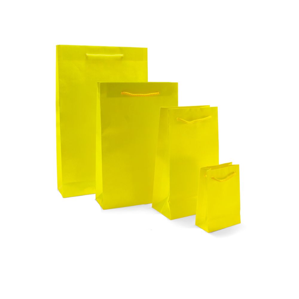 Τσάντα Χάρτινη Χειροποίητη με Κορδόνι, Κίτρινη, 25 τμχ